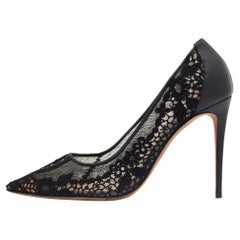 Valentino Black Lace Pointed Toe Pumps Size 39