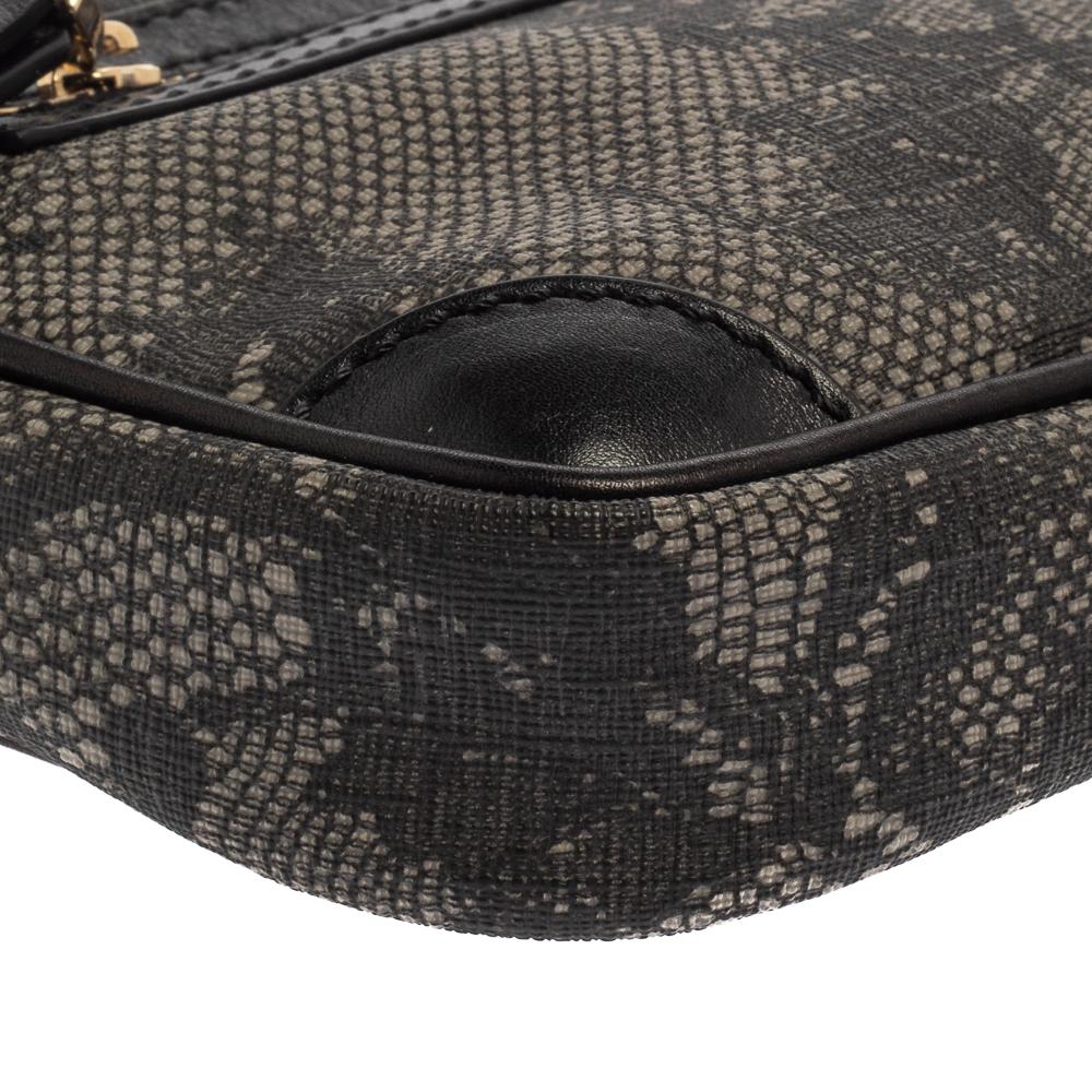 Valentino Black Lace Print Coated Canvas and Leather Crossbody Bag 2