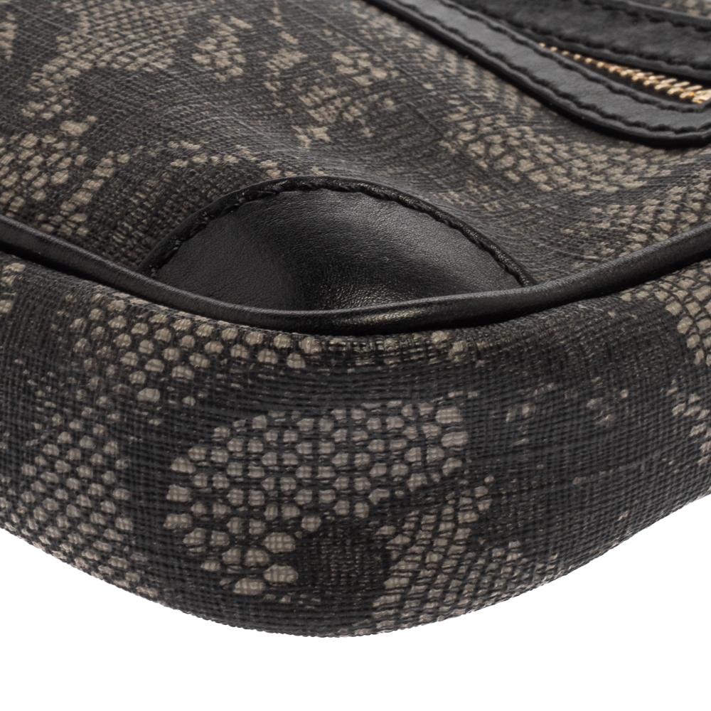 Valentino Black Lace Print Coated Canvas and Leather Crossbody Bag 4
