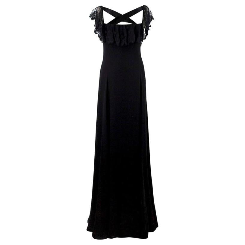 Valentino Black Lace Ribbon Tie Gown - Size US 6 For Sale