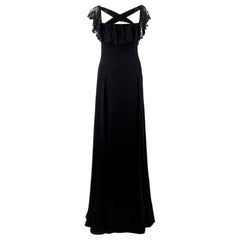 Valentino Black Lace Ribbon Tie Gown - Size US 6