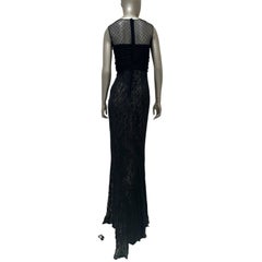 Valentino Circa 2016 Black Silk Lace Draped Evening Gown Size 6
