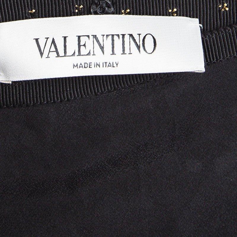 Valentino Black Lace Stud Embellished Paneled Midi Skirt M 1