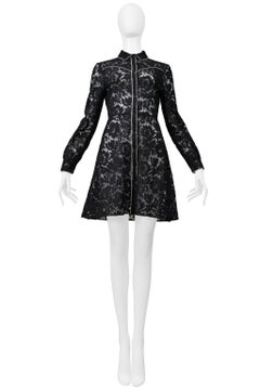 Valentino Black Lace Western Dress With White Piping