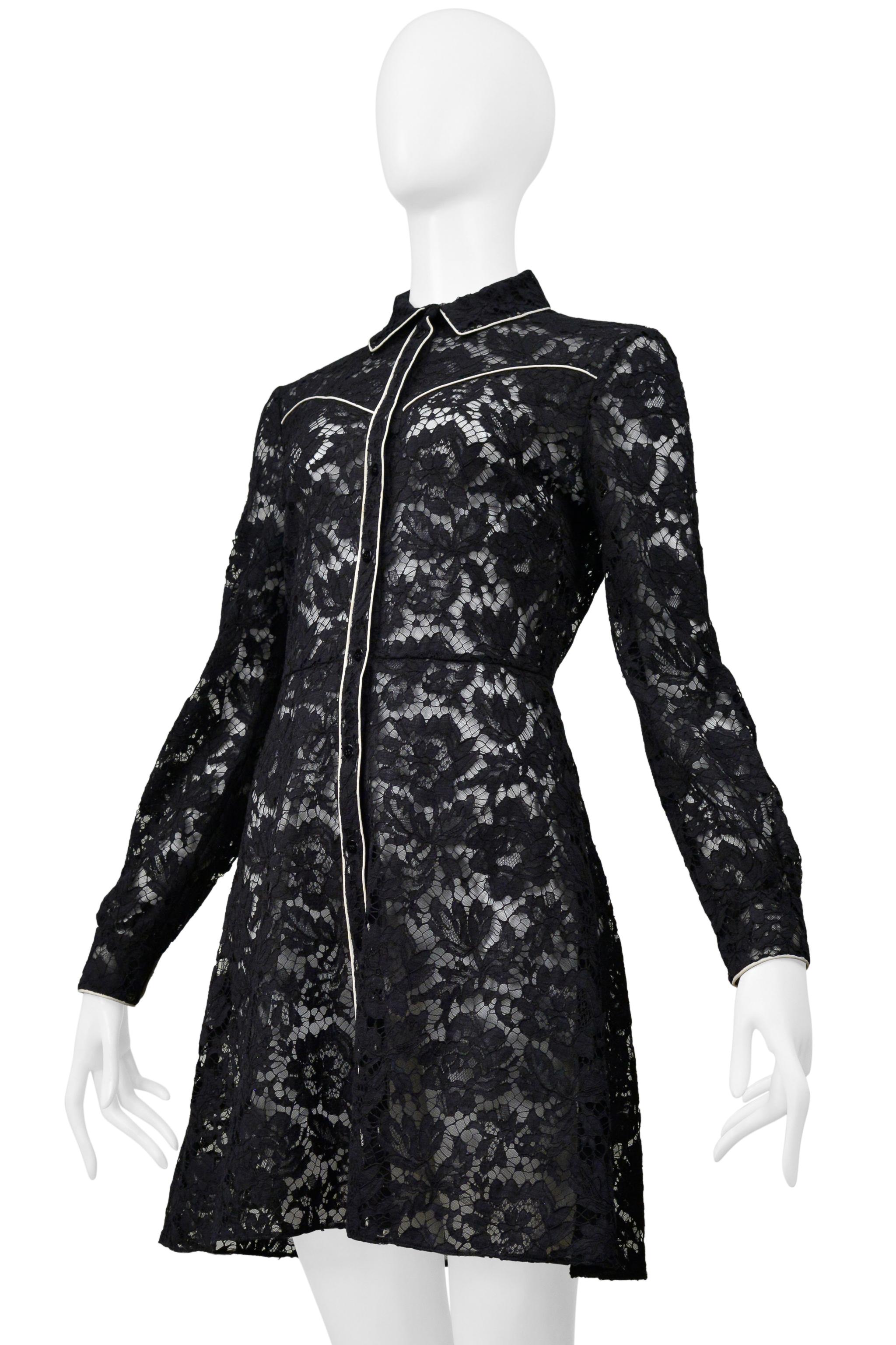 Nero Valentino Vestito occidentale in pizzo nero con profili bianchi in vendita