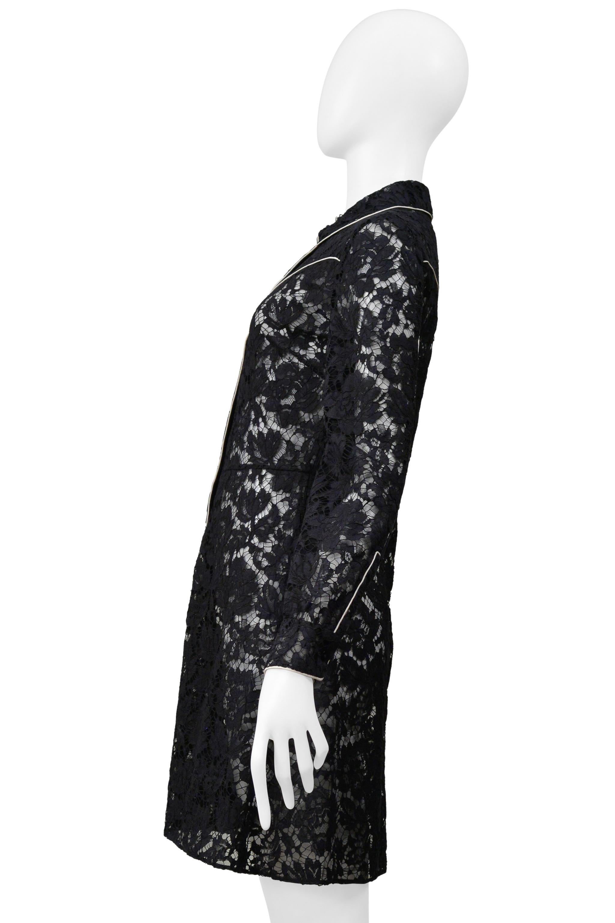Donna Valentino Vestito occidentale in pizzo nero con profili bianchi in vendita