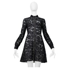 Valentino - Robe western en dentelle noire avec passepoil blanc