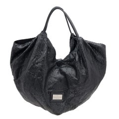 Valentino Black Laser Cut Leather Bow Hobo