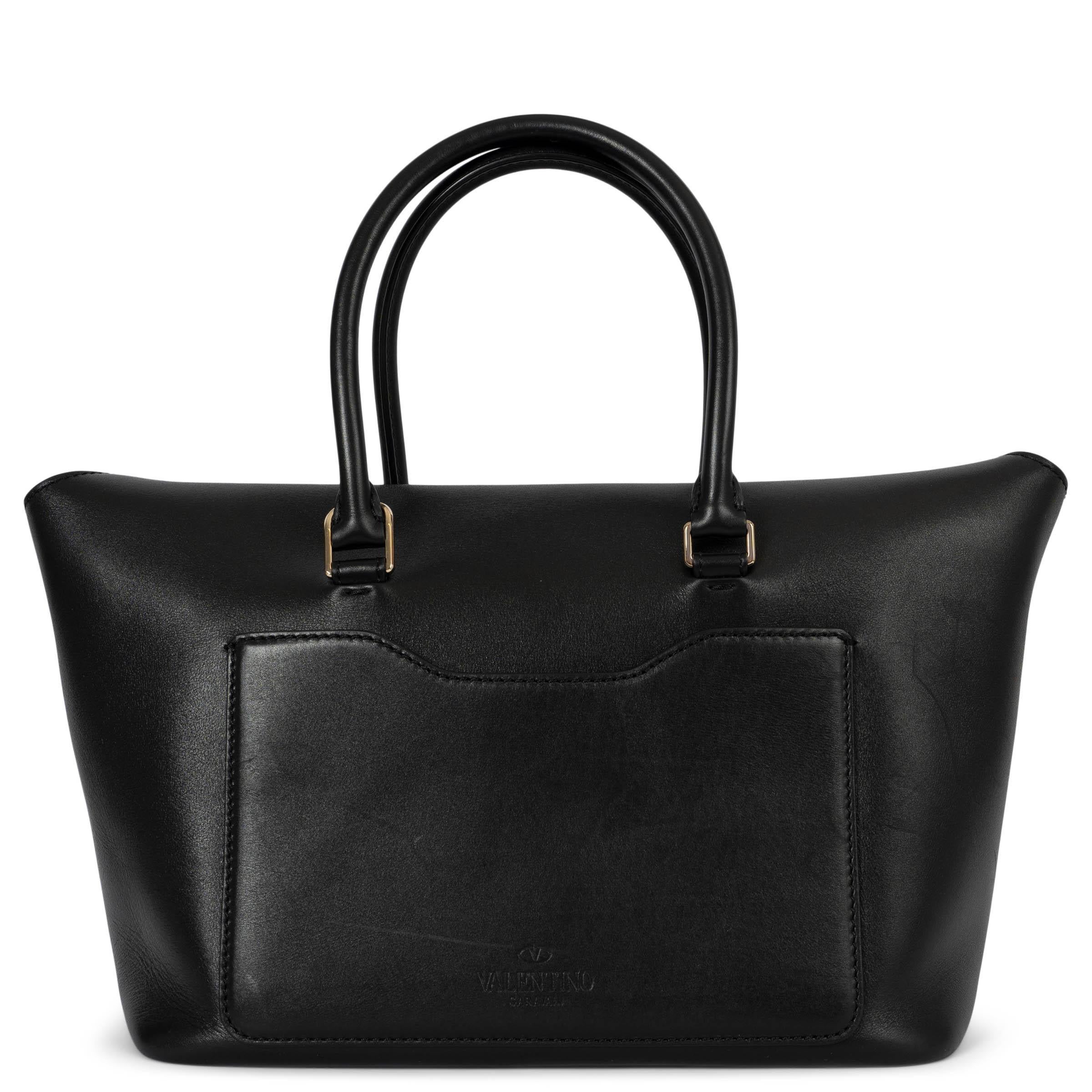Black VALENTINO black leather 2017 LARGE DEMILUNE ROCKSTUD Bag For Sale