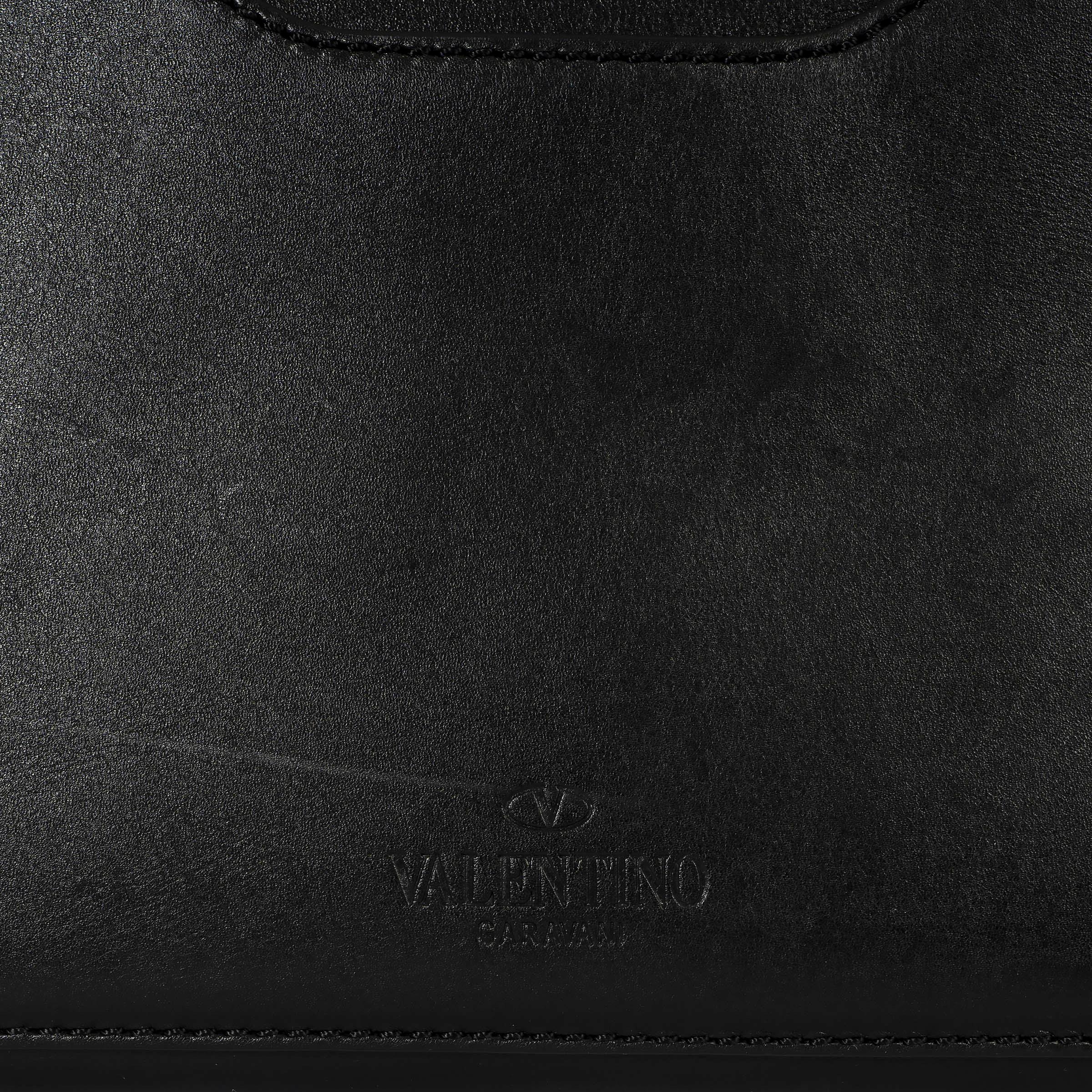 VALENTINO black leather 2017 LARGE DEMILUNE ROCKSTUD Bag For Sale 2