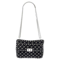 VALENTINO black leather 2018 FREE ROCKSTUD SPIKE Shoulder Bag