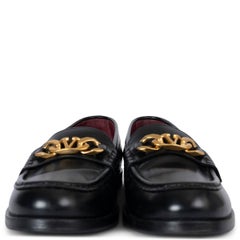 VALENTINO black leather 2022 VLOGO CHAIN Loafers Shoes 38.5
