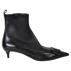VALENTINO black leather 2024 VLOGO Ankle Boots Shoes 39