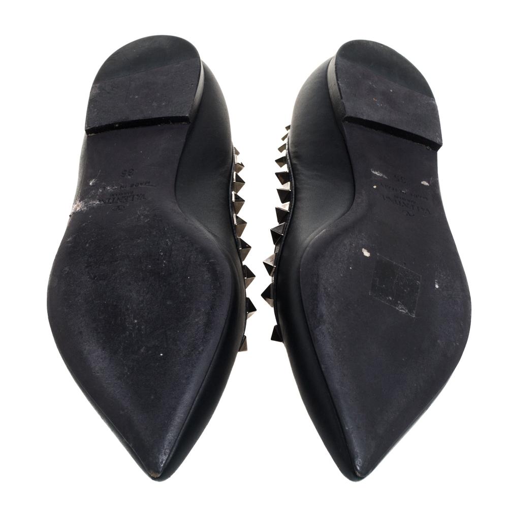 Women's Valentino Black Leather Accent Rockstud Flats Size 35