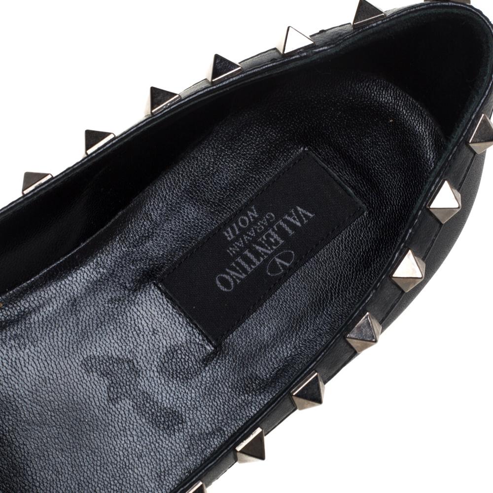Valentino Black Leather Accent Rockstud Flats Size 35 2