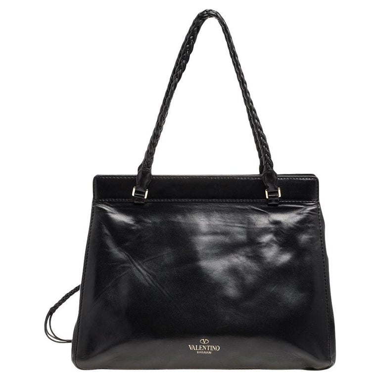 Valentino Black Leather and Lace Demetra Tote at 1stDibs