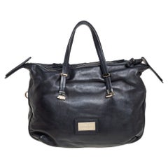 Valentino Black Leather And Lace Floral Satchel