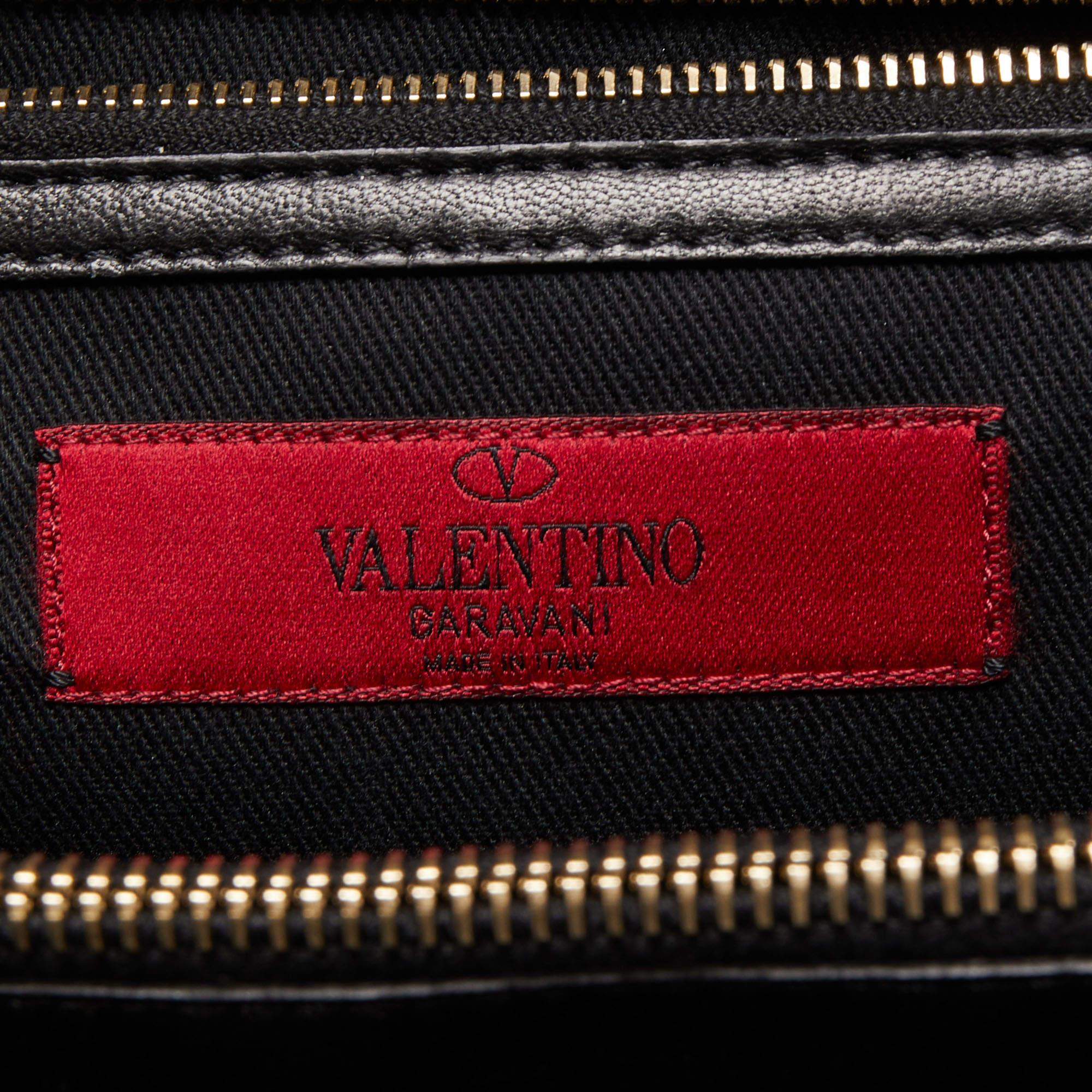 Valentino - Fourre-tout en cuir noir et dentelle Demetra en vente 3