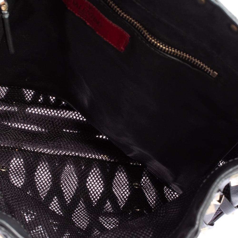 Valentino Black Leather And Mesh Stud Embellished Tote 8