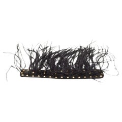 Valentino Black Leather And Ostrich Feather Rockstud Handle Strap
