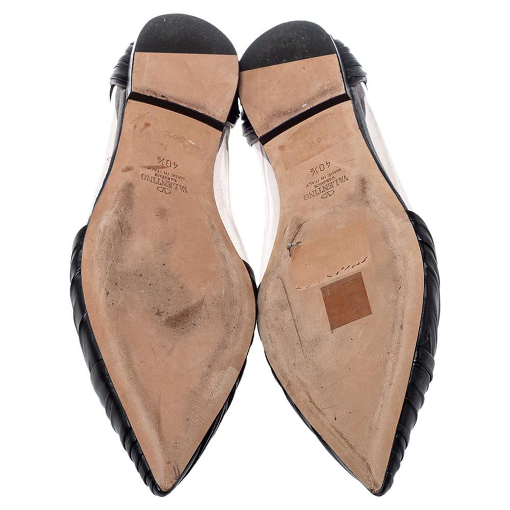 Valentino Cuir noir et PVC B Drape Pointed Toe Ballet Flats Size 40.5 1