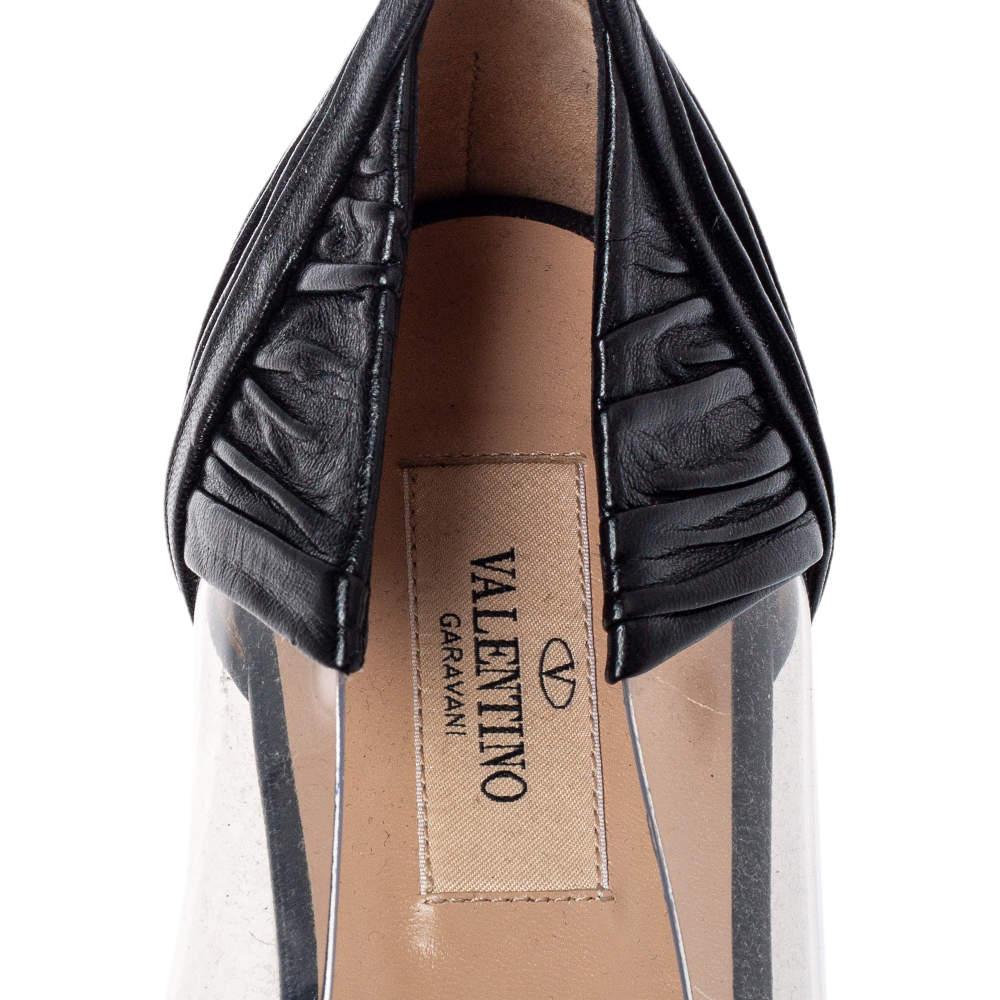 Valentino Cuir noir et PVC B Drape Pointed Toe Ballet Flats Size 40.5 2