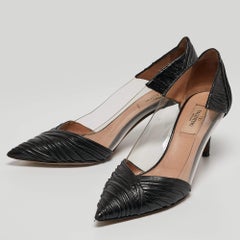 Valentino Black Leather and PVC B-Drape Pumps Size 37.5