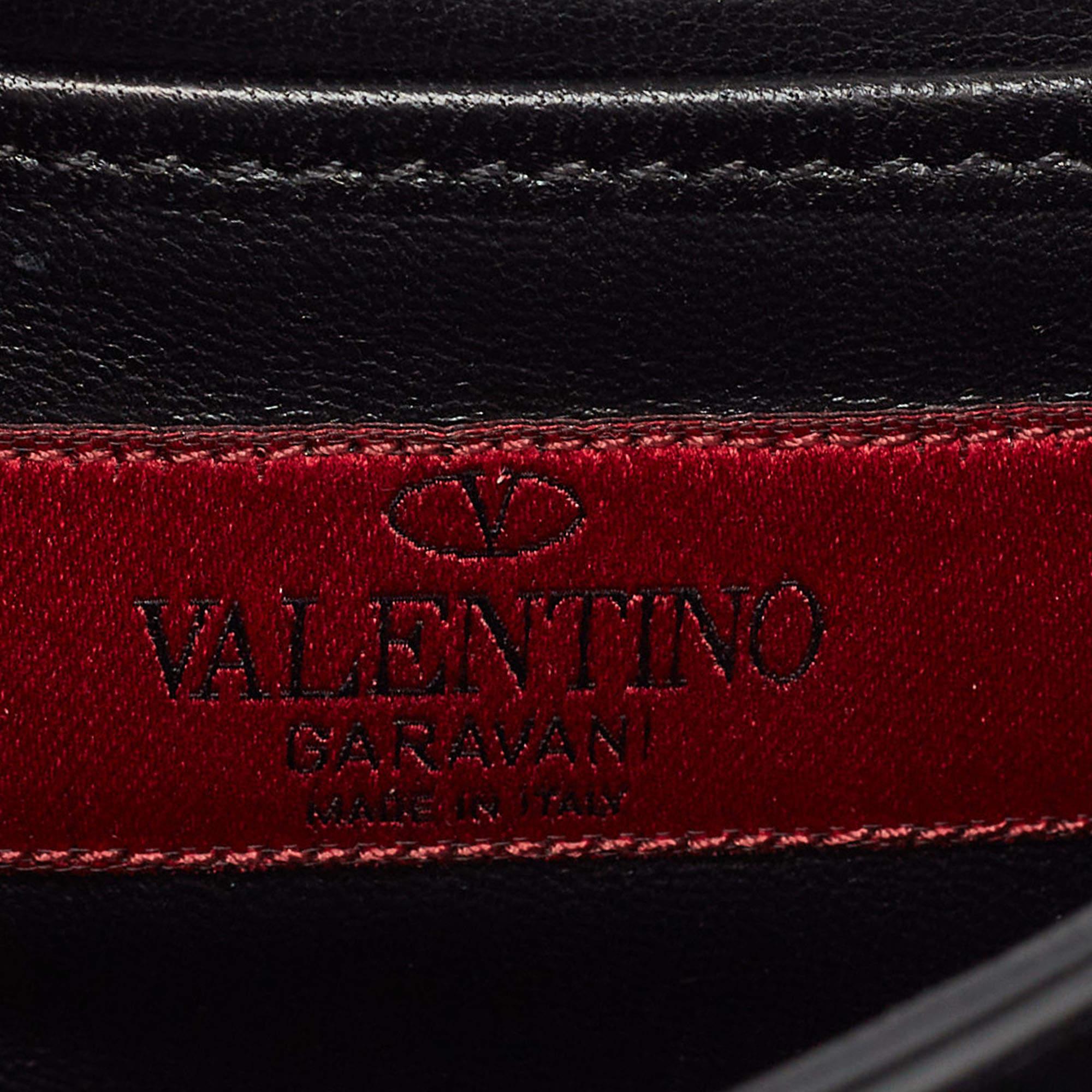 Valentino Black Leather and Suede Embroidery Va Va Voom Chain Shoulder Bag 11
