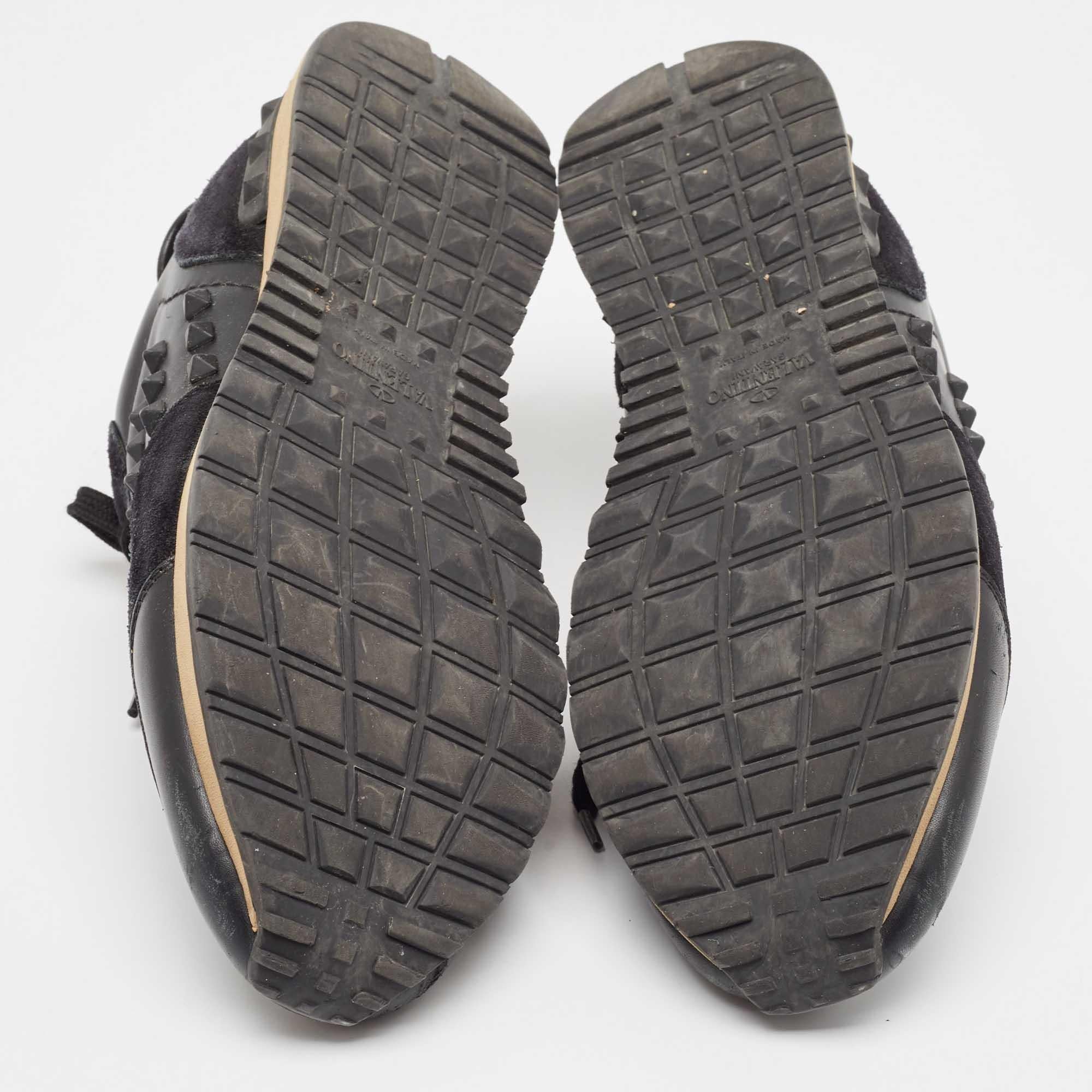 Valentino Black Leather and Suede Rockrunner Sneakers Size 43 2