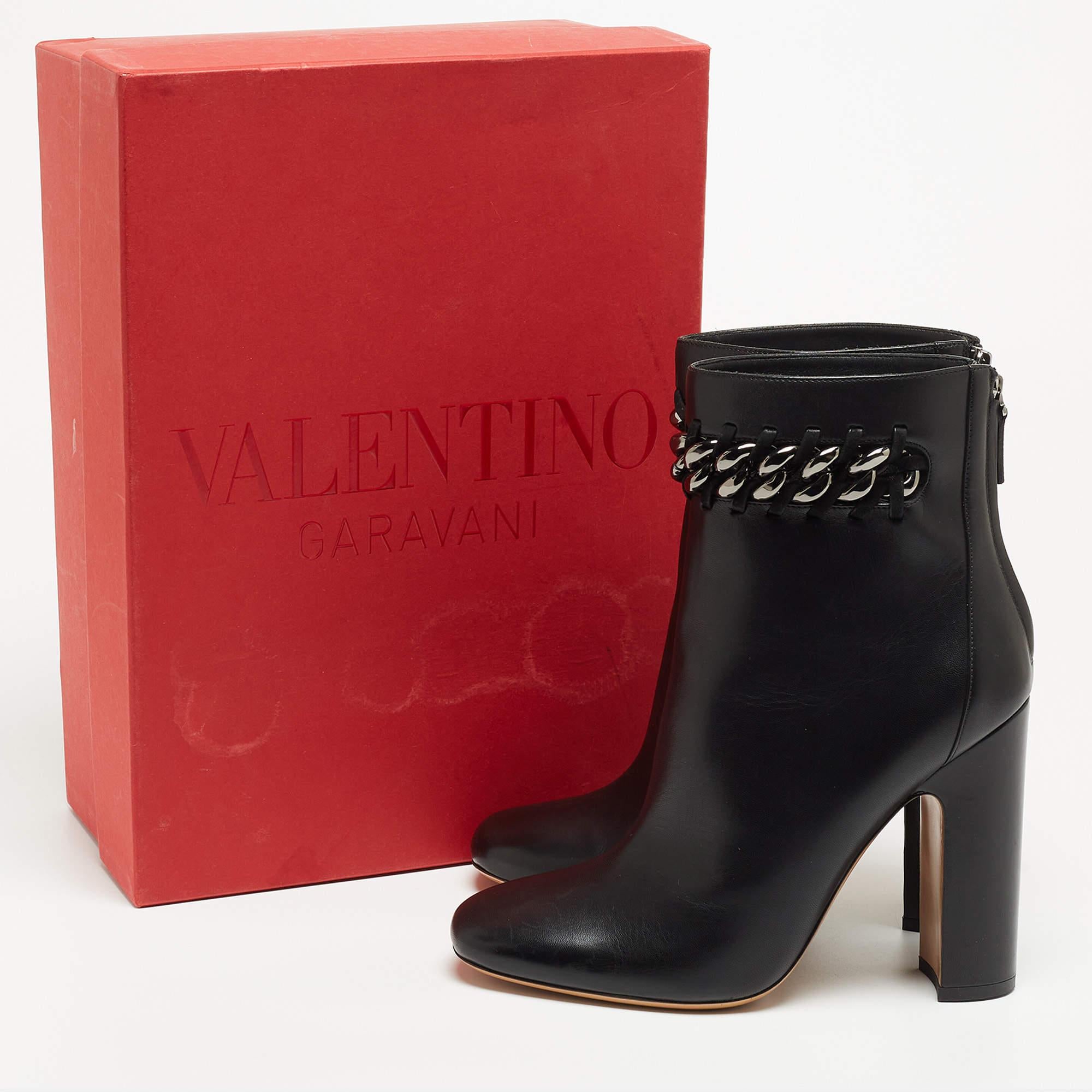 Valentino Black Leather Ankle Boots  For Sale 6