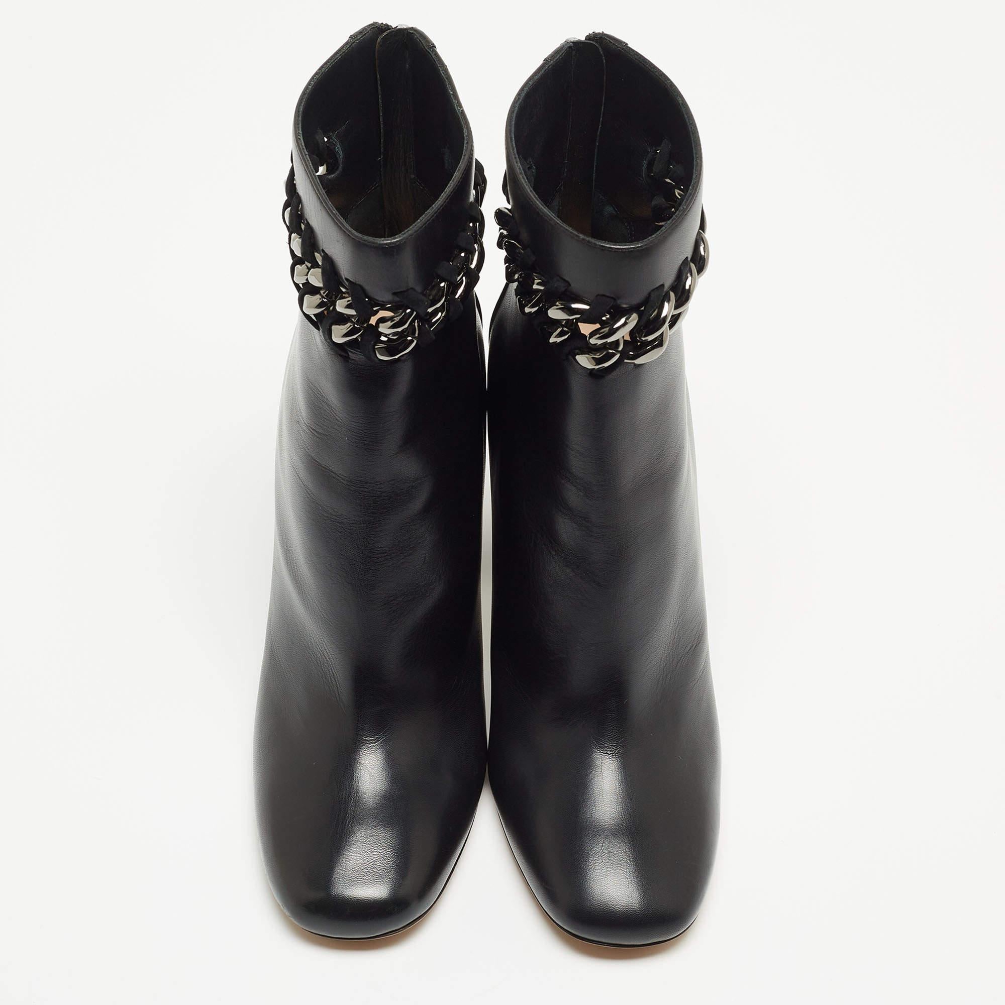 Valentino Black Leather Ankle Boots  1