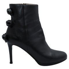 Valentino Black Leather Bow Ankle Boots