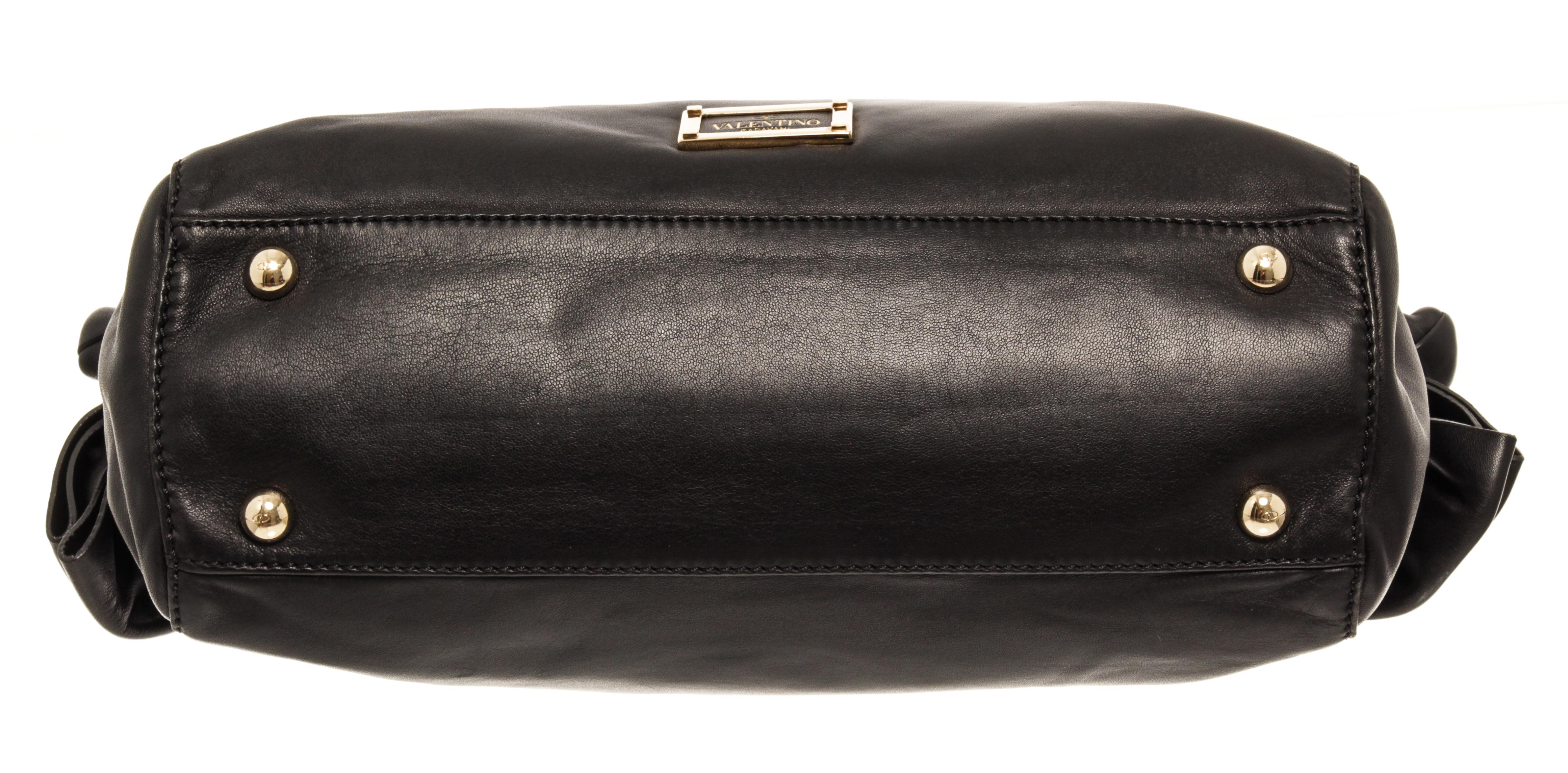 Women's Valentino Black Leather Bow Convertible Handbag For Sale