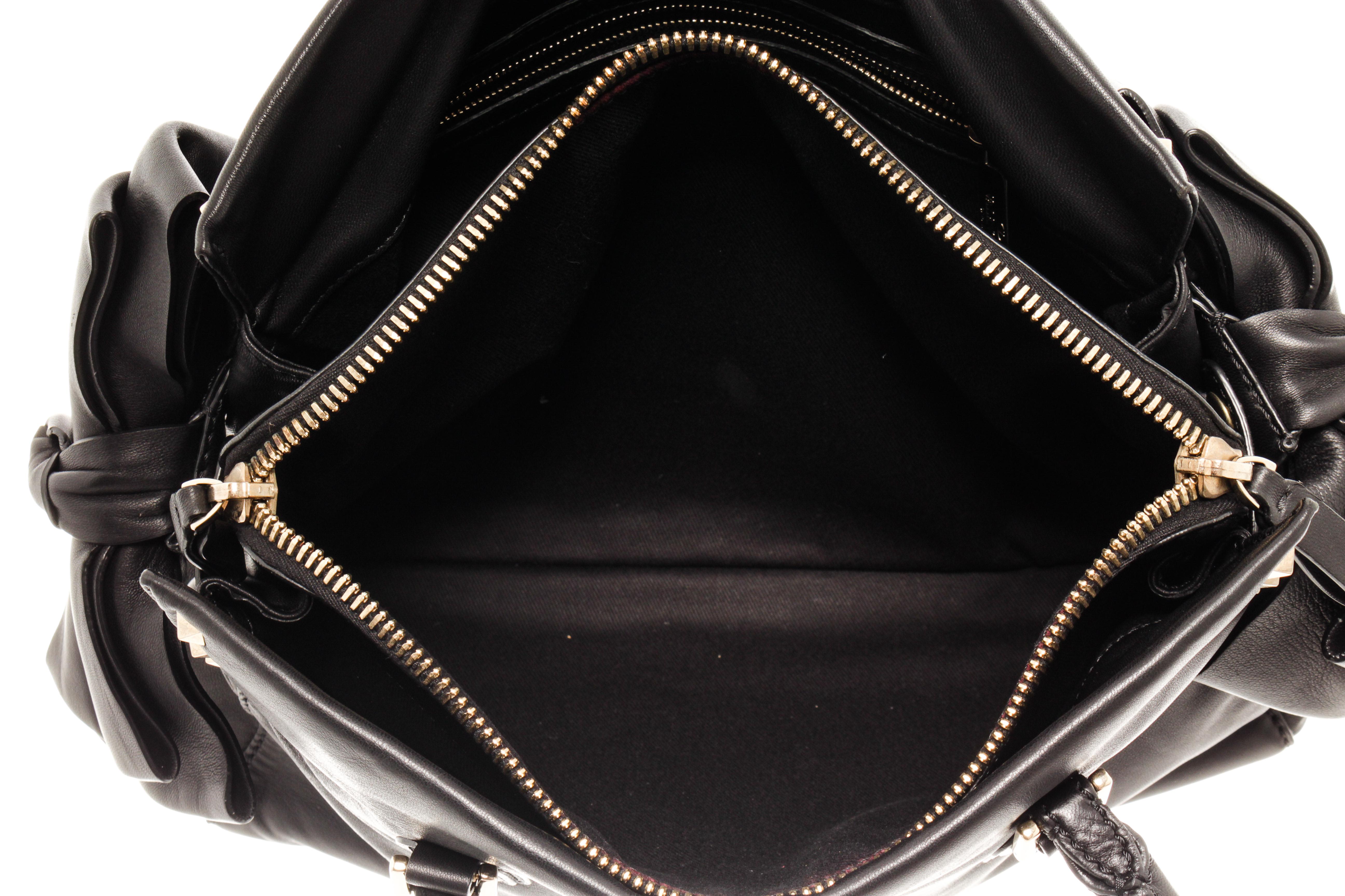 Valentino Black Leather Bow Convertible Handbag For Sale 1