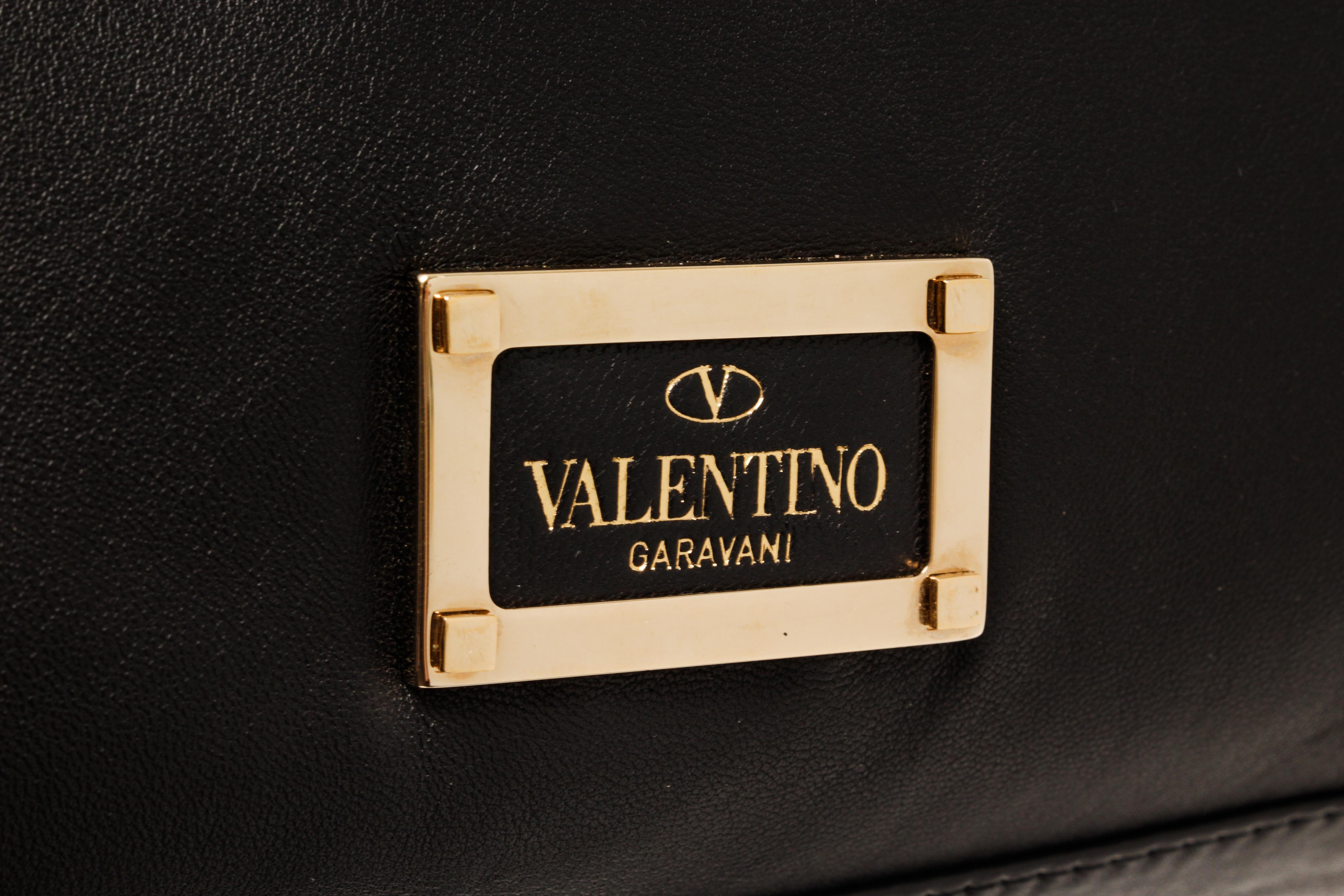 Valentino Black Leather Bow Convertible Handbag For Sale 2