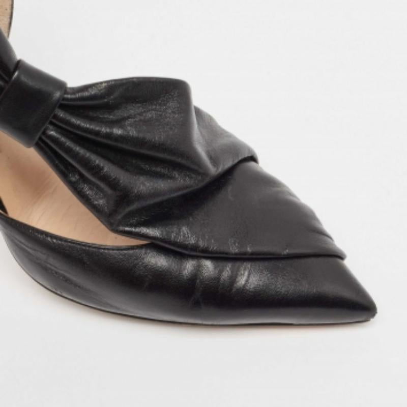 Valentino - Noeud en cuir noir  Bout pointu  Escarpins taille 39,5 en vente 2