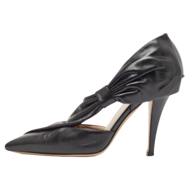 Valentino - Noeud en cuir noir  Bout pointu  Escarpins taille 39,5