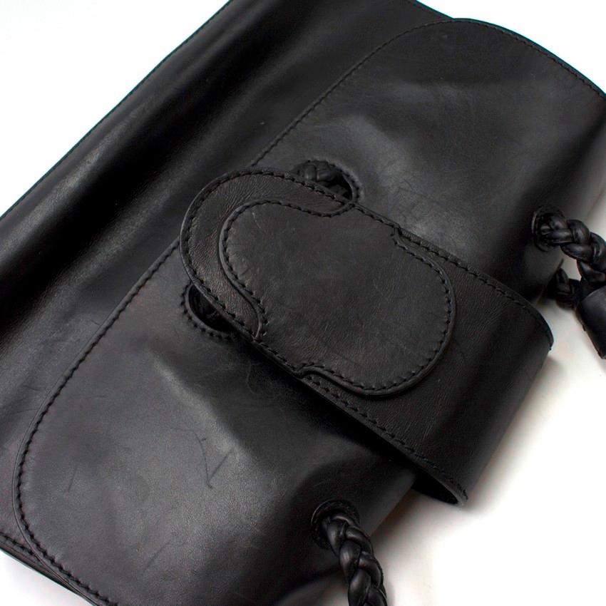 Valentino Black Leather Braided Handle Shoulder Bag  For Sale 4
