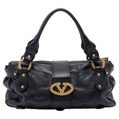 Valentino Black Leather Catch Satchel