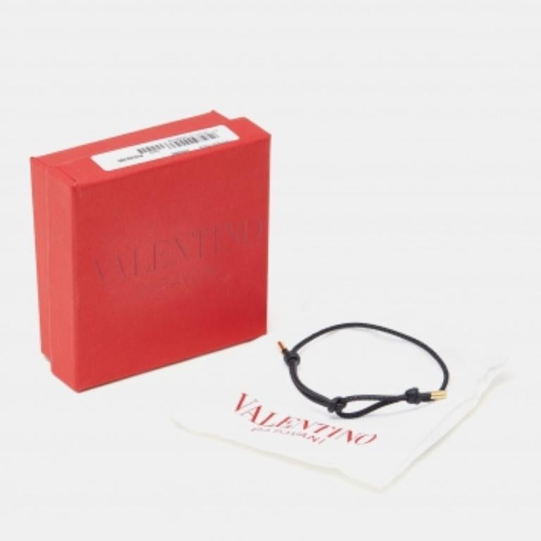 De las mujeres Pulsera ajustable de cordón de cuero negro Valentino en venta