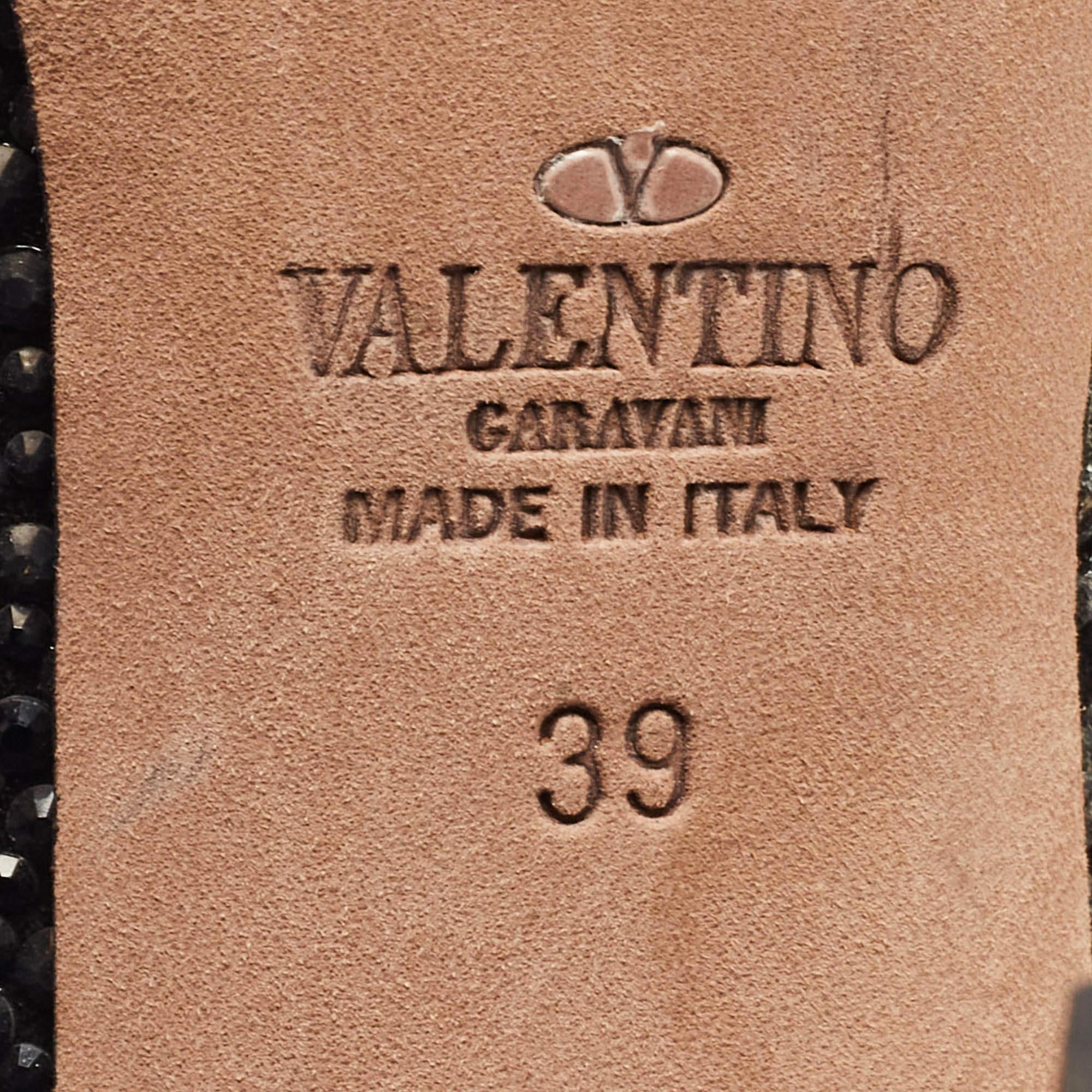 Valentino Black Leather Crystal Embellished Tango Pumps Size 39 4