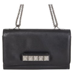 VALENTINO black leather CRYSTAL SO NOIR VA VA VOOM Shoulder Bag