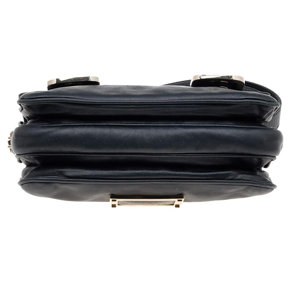 Valentino Black Leather Flap Shoulder Bag For Sale 7