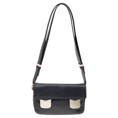 Used Valentino Black Leather Flap Shoulder Bag