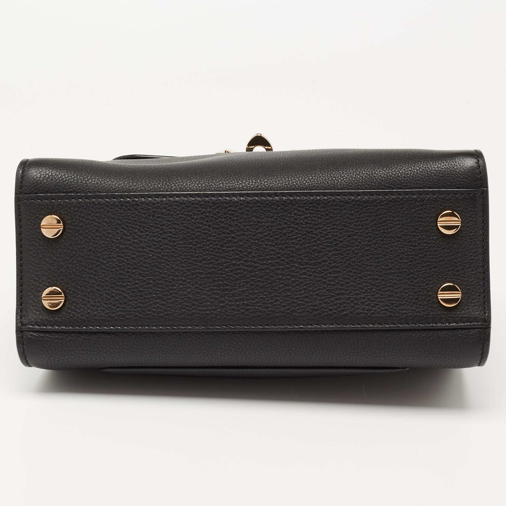 Valentino Black Leather Flap Top Handle Bag 1