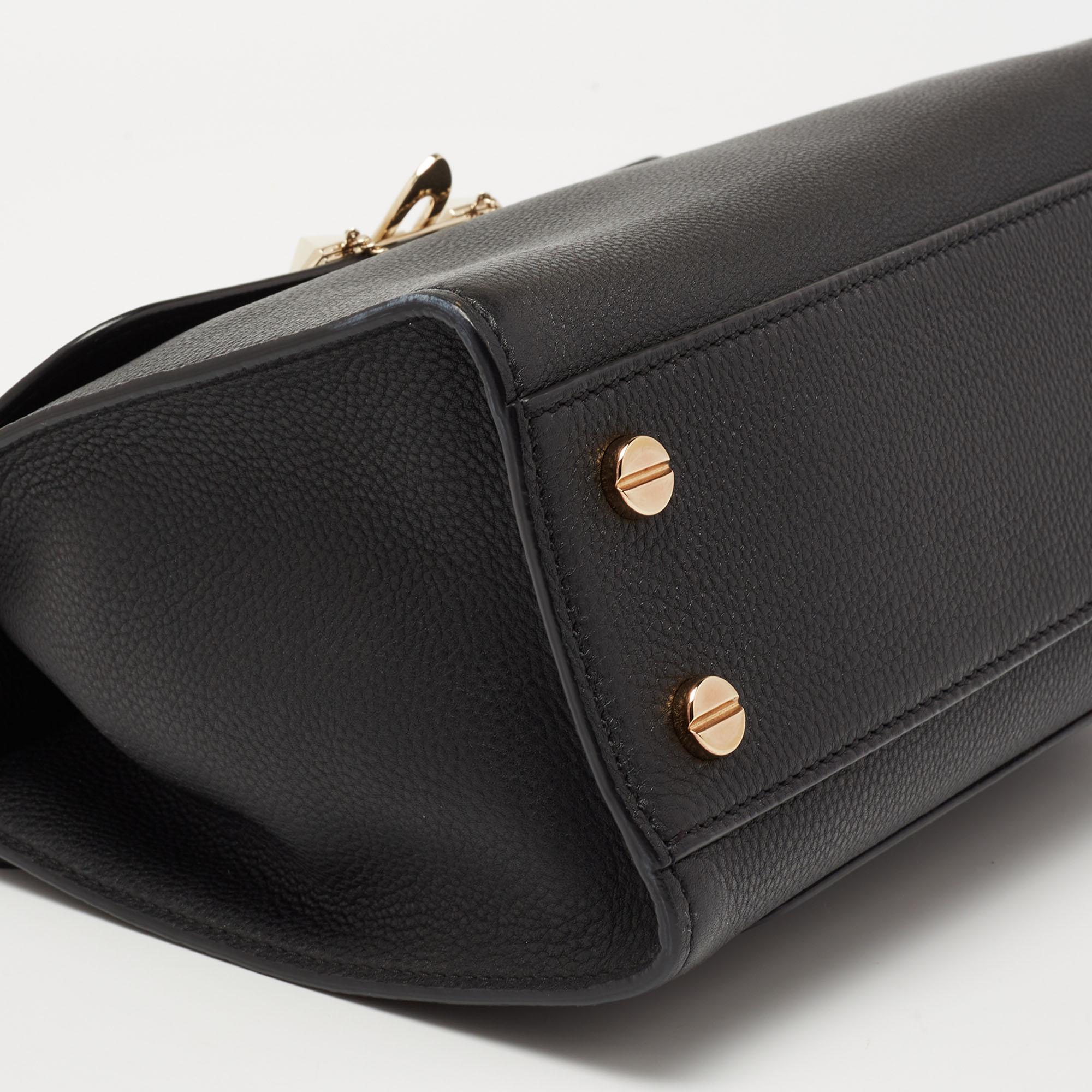 Valentino Black Leather Flap Top Handle Bag 2
