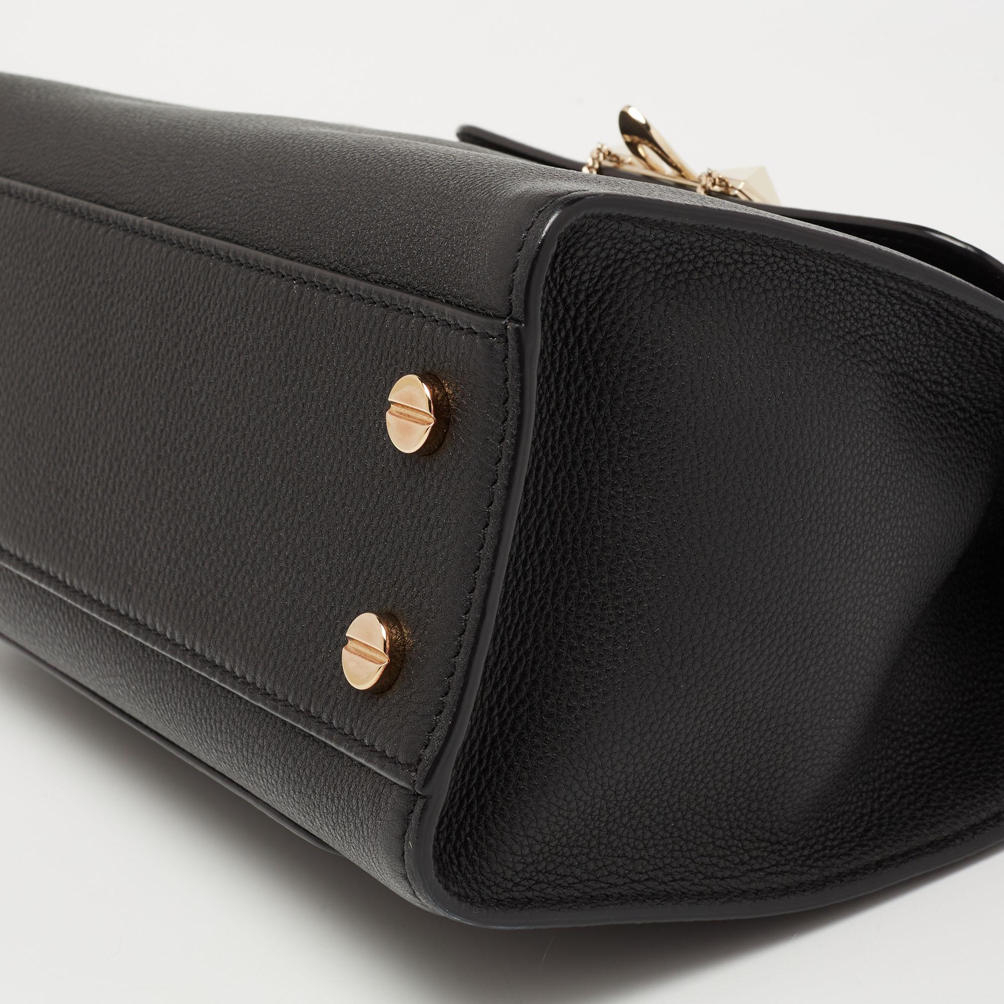 Valentino Black Leather Flap Top Handle Bag 3