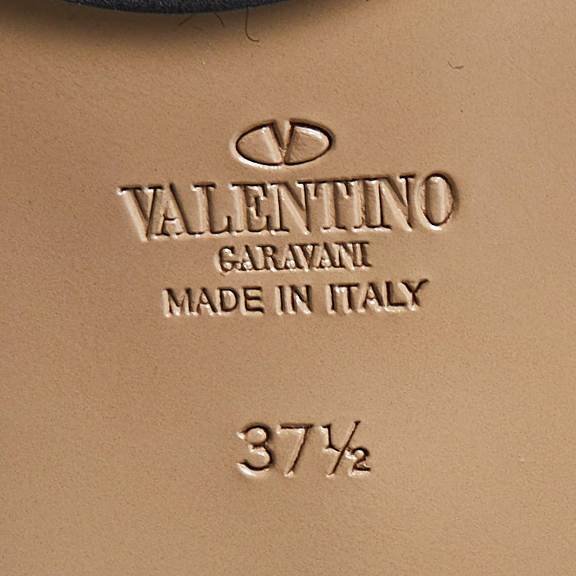 Valentino Black Leather Floral Applique Combat Boots  4