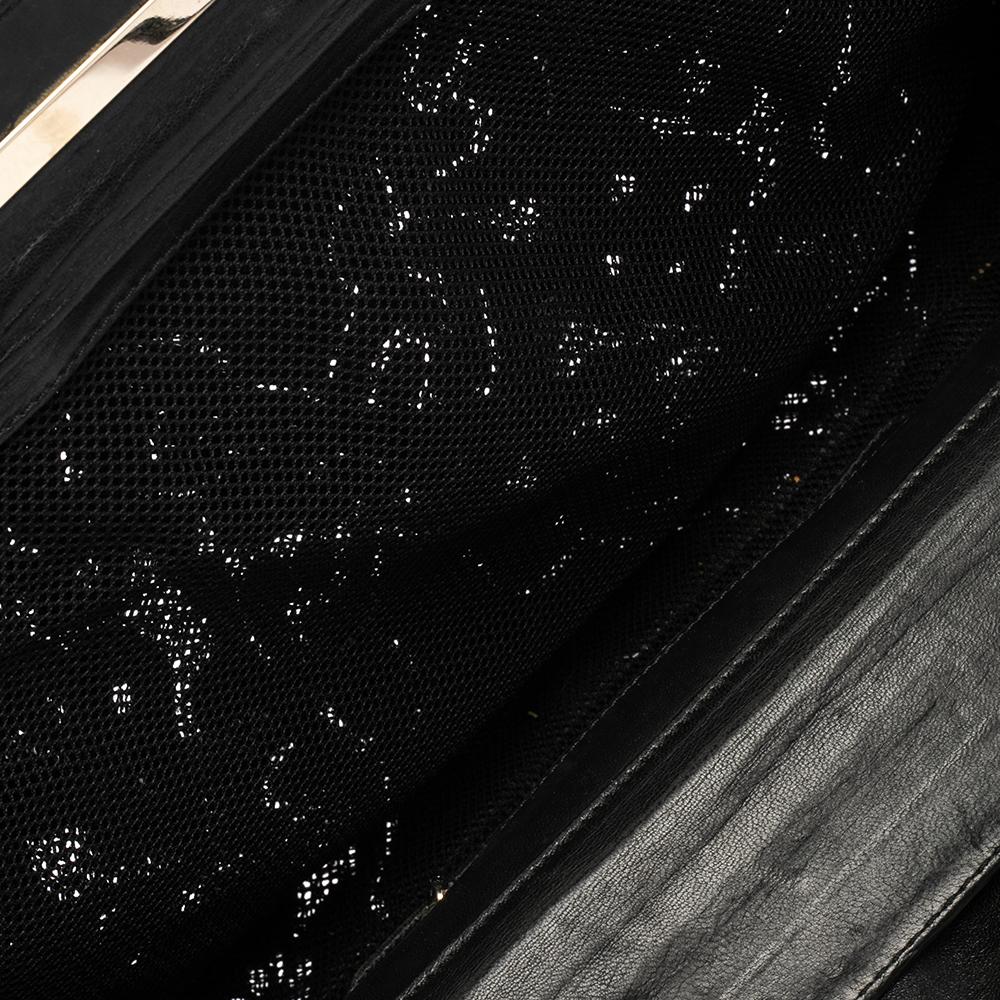 Valentino Black Leather Floral Embroidered Frame Satchel 3