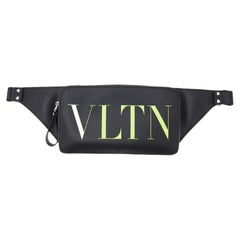 Valentino Black Leather Fluo VLTN Belt Bag